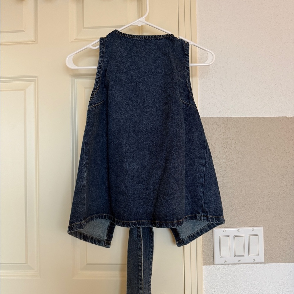 Primark Dark Blue Denim Tie Top